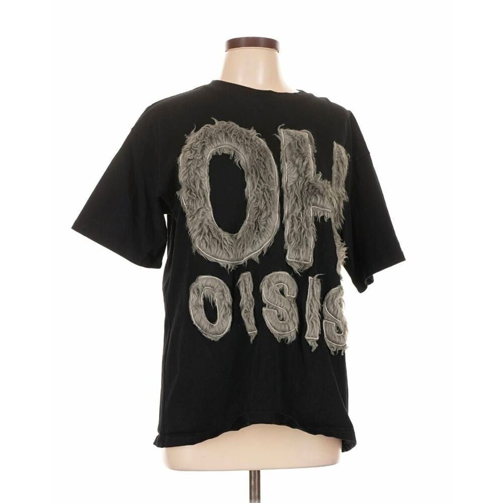 Ricecake Oisis Shaggy Faux Fur Spellout T-Shirt Sz. L